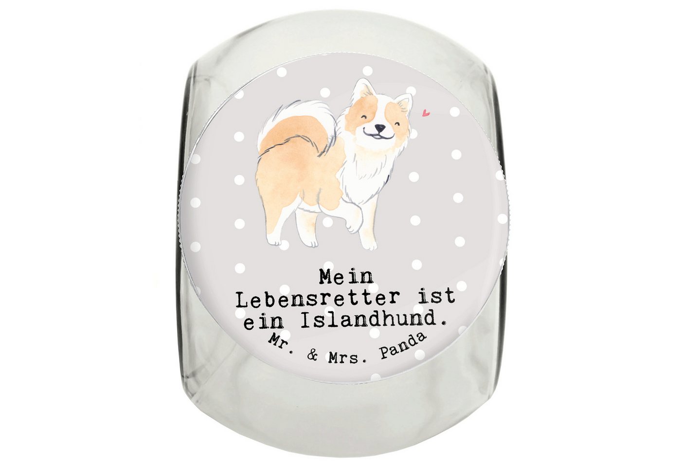 Mr. & Mrs. Panda Vorratsglas XL 2000ml Islandhund Lebensretter - Grau Pastell - Geschenk, Schenken, Premium Glas, (1-tlg), Vielseitig nutzbar von Mr. & Mrs. Panda