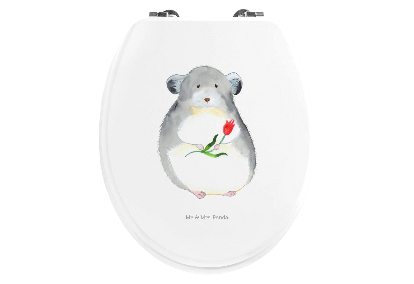 Mr. & Mrs. Panda WC-Sitz Chinchilla Blume - Weiß - Geschenk, Toilette, Liebeskummer, WC-Sitz, (1-St), UV-beständiger Druck von Mr. & Mrs. Panda