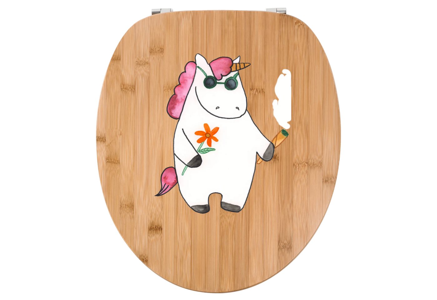 Mr. & Mrs. Panda WC-Sitz Einhorn Woodstock - Transparent - Geschenk, Zigarette, Spaß. lustig, (Packung, 1-St., Einhorn Woodstock), UV-beständiger Druck von Mr. & Mrs. Panda