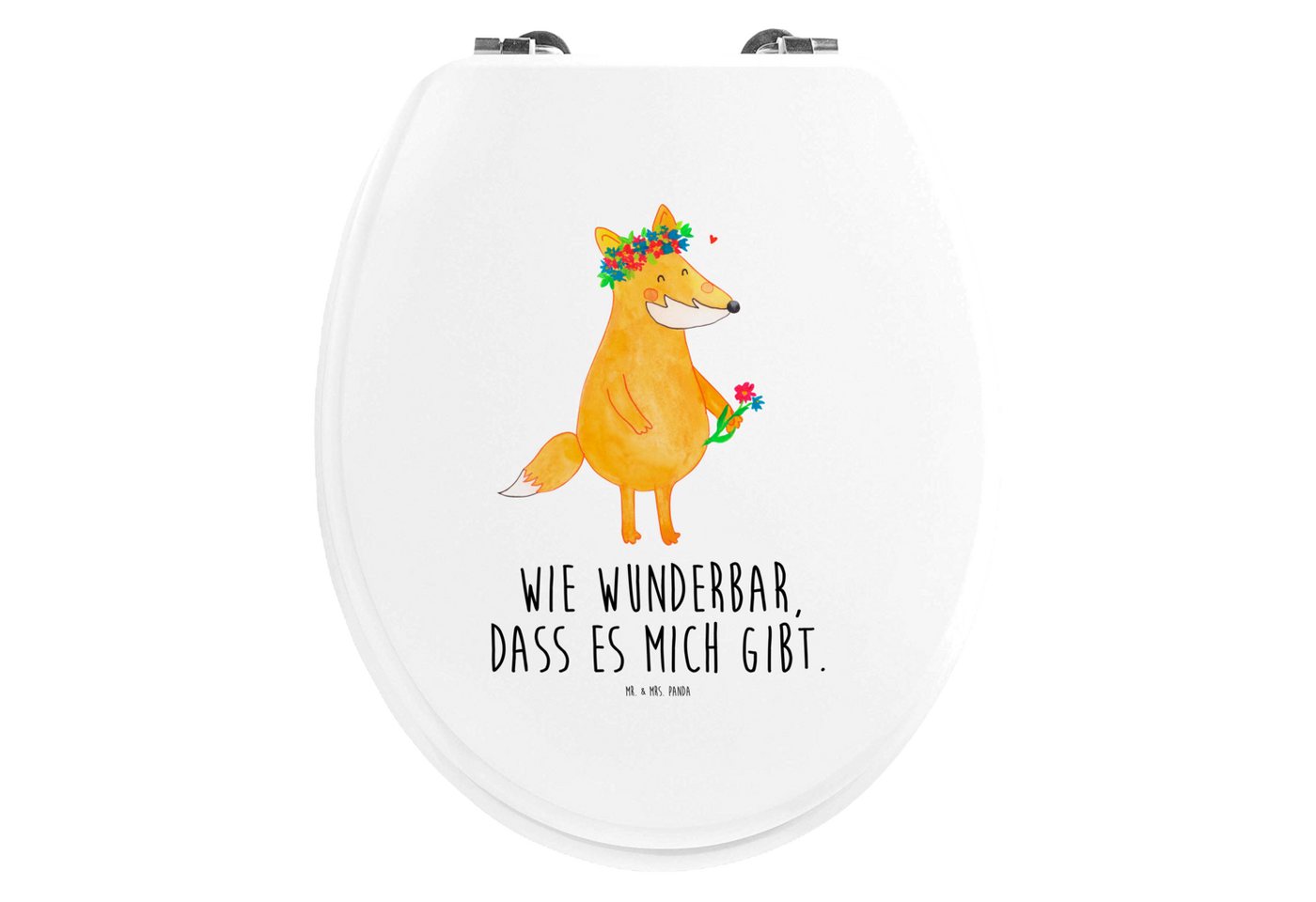 Mr. & Mrs. Panda WC-Sitz Fuchs Blumen - Weiß - Geschenk, Klobrille, Toilettendeckel, WC-Sitz, (1-St), Freudige Designs von Mr. & Mrs. Panda