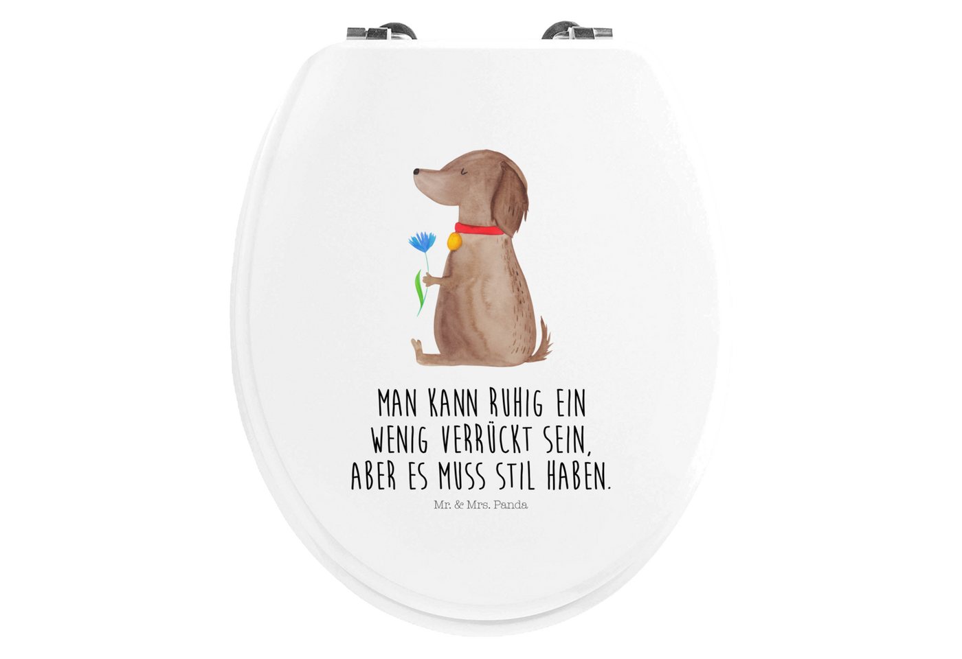 Mr. & Mrs. Panda WC-Sitz Hund Blume - Weiß - Geschenk, Hundebesitzer, Hundeliebe, Klodeckel, T (1-St), Freudige Designs von Mr. & Mrs. Panda