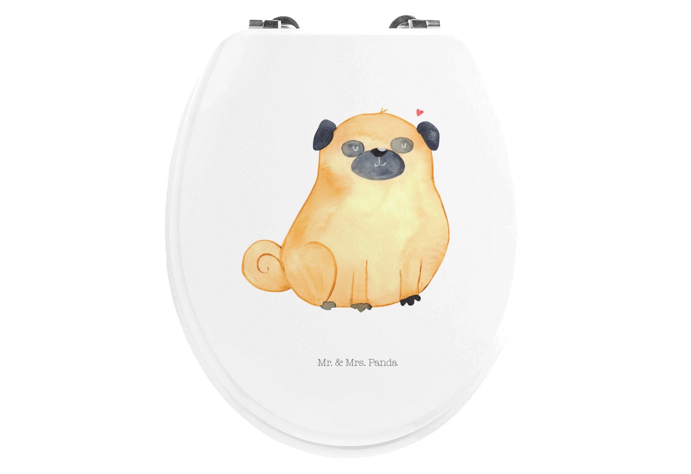 Mr. & Mrs. Panda WC-Sitz Mops - Weiß - Geschenk, Toilette, Toilettendeckel, Hundemama, Vierbei (1-St), UV-beständiger Druck von Mr. & Mrs. Panda