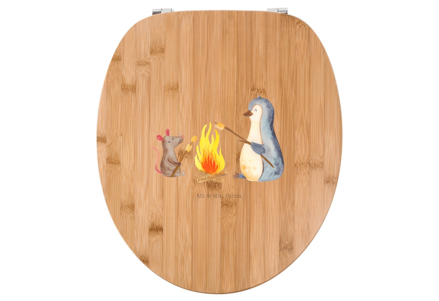 Mr. & Mrs. Panda WC-Sitz Pinguin Lagerfeuer - Transparent - Geschenk, Toilettendeckel, Marshma (1-St) von Mr. & Mrs. Panda