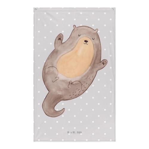 Mr. & Mrs. Panda Wandteppich Otter Umarmen - Geschenk, Wandbild, Otter Seeotter See Otter, Boho, Textil-Kunst, Fischotter, optimistisch, Kinderzimmer von Mr. & Mrs. Panda