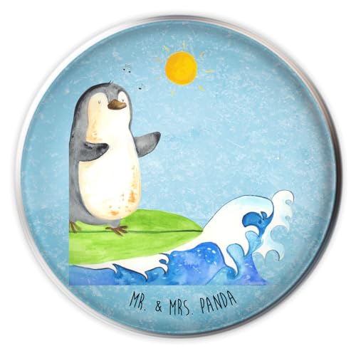 Mr. & Mrs. Panda Waschbecken Stöpsel Pinguin Surfer - Geschenk, Portugal, Urlaub, Waschbecken Stopfen, Abflussstöpsel, Ablaufgarnitur, Wellen reiten von Mr. & Mrs. Panda