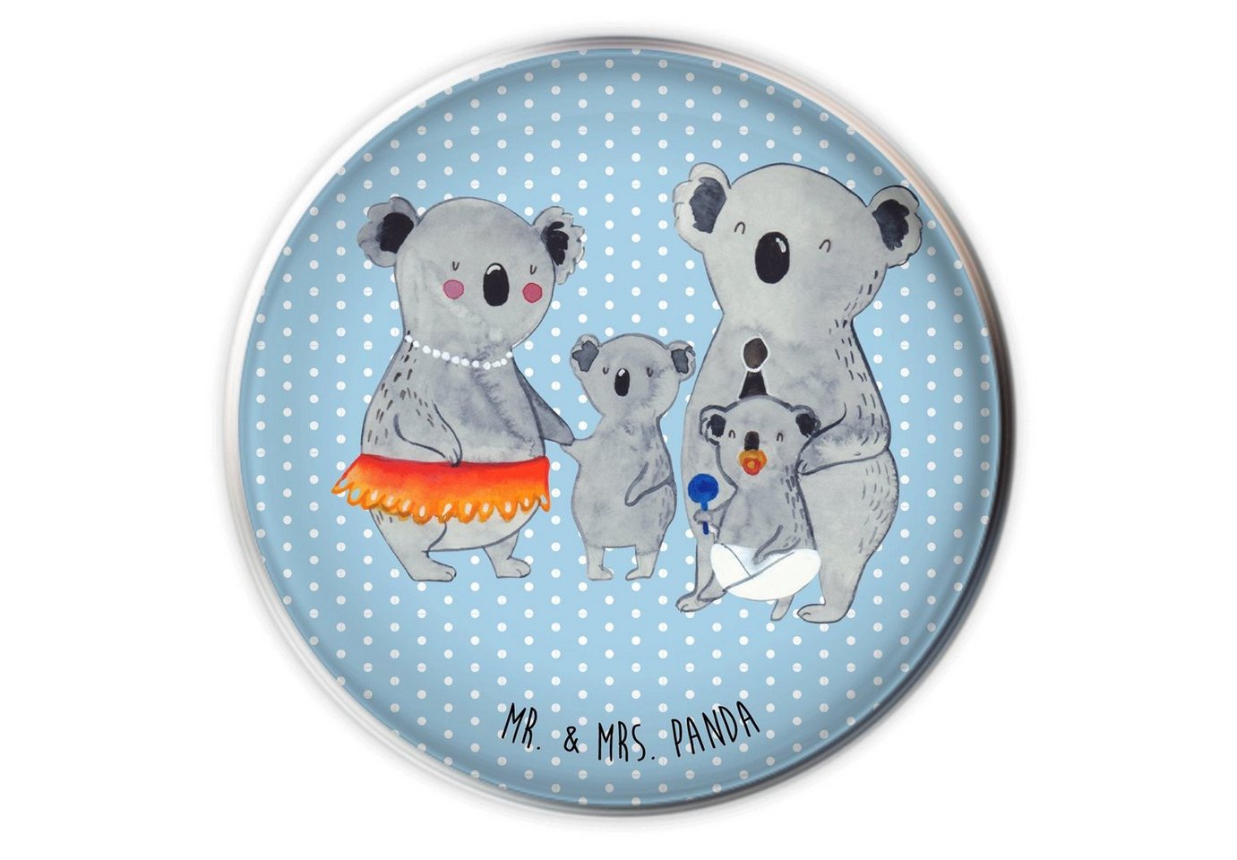 Mr. & Mrs. Panda Waschbeckenstöpsel Koala Familie - Blau Pastell - Geschenk, Abflussstöpsel, Waschbecken, Ø 4 cm (1 St), Integriertes Haarfangsieb von Mr. & Mrs. Panda