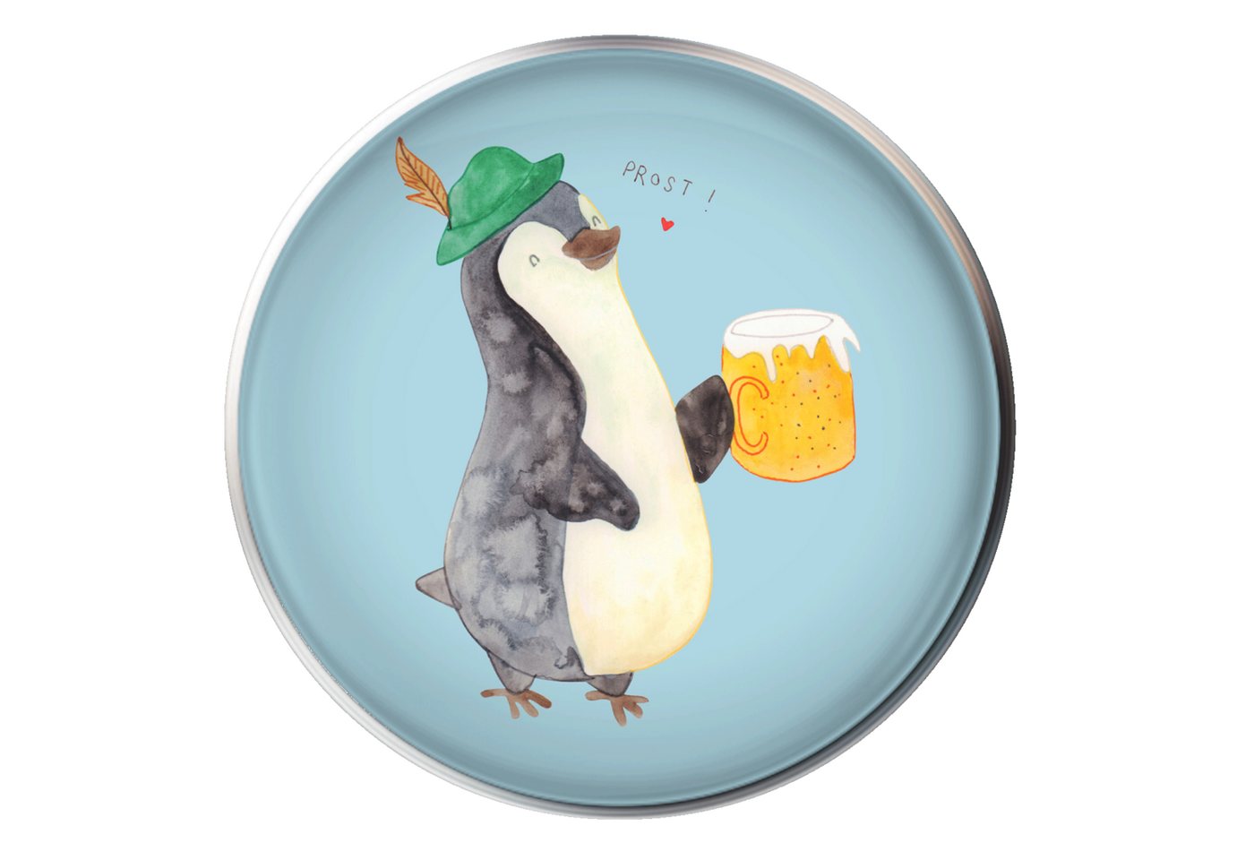 Mr. & Mrs. Panda Waschbeckenstöpsel Pinguin Bier - Eisblau - Geschenk, Abflussstöpsel, Waschbecken Stopfe, Ø 4 cm (1 St), Integriertes Haarfangsieb von Mr. & Mrs. Panda