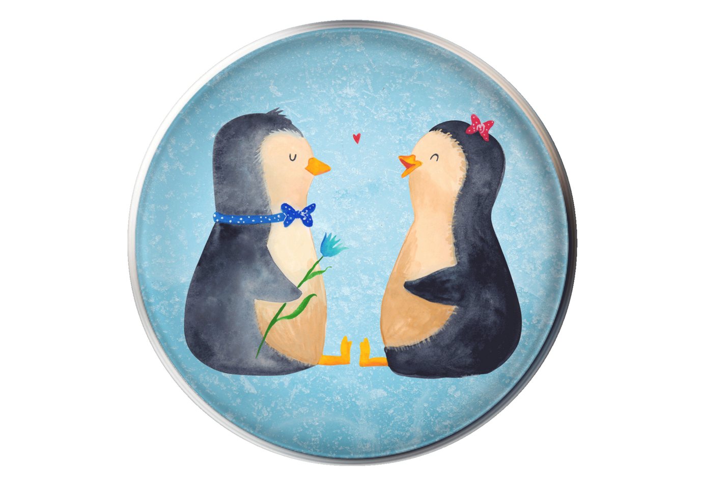 Mr. & Mrs. Panda Waschbeckenstöpsel Pinguin Pärchen - Eisblau - Geschenk, Stöpsel, Liebe, Liebespaar, Jah, Ø 4 cm (1 St), Integriertes Haarsieb von Mr. & Mrs. Panda