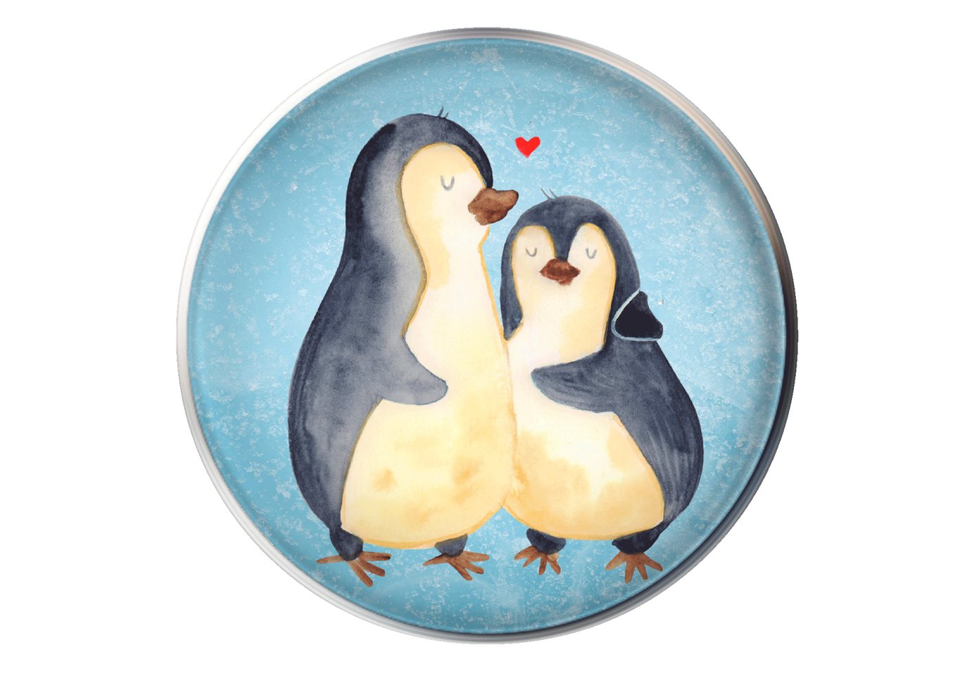 Mr. & Mrs. Panda Waschbeckenstöpsel Pinguin umarmen - Eisblau - Geschenk, Seevogel, Waschbecken, Jahresta, Ø 4 cm (1 St), Liebevolle Motive von Mr. & Mrs. Panda