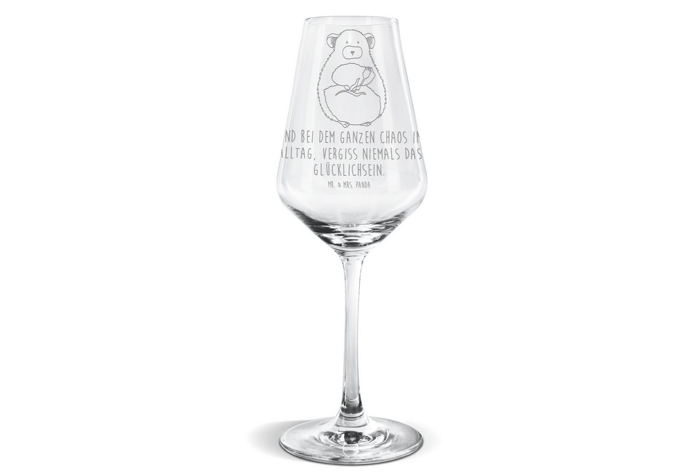Mr. & Mrs. Panda Weißweinglas Chinchilla Blume - Transparent - Geschenk, lustige Sprüche, Hochwerti, Premium Glas, Liebevoll gestaltet von Mr. & Mrs. Panda