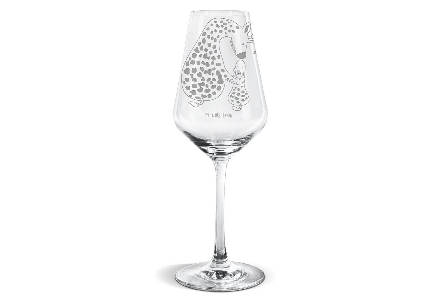 Mr. & Mrs. Panda Weißweinglas Giraffe mit Kind - Transparent - Geschenk, Weinglas mit Gravur, Hochw, Premium Glas, Alltagstauglich & robust von Mr. & Mrs. Panda