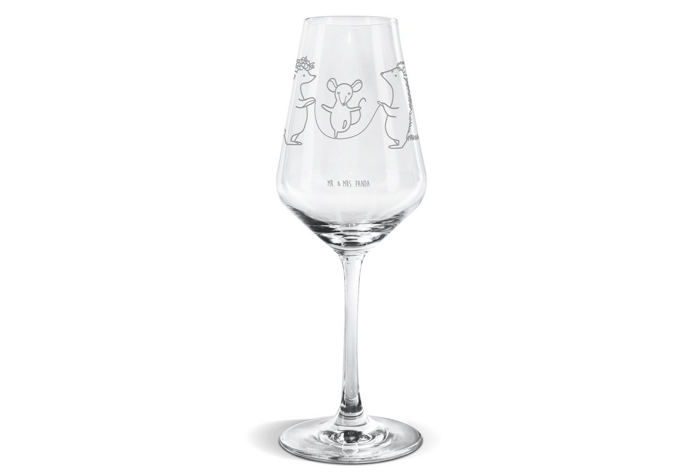 Mr. & Mrs. Panda Weißweinglas Igel Seilhüpfen - Transparent - Geschenk, lustige Sprüche, Seilspring, Premium Glas, Alltagstauglich & robust von Mr. & Mrs. Panda