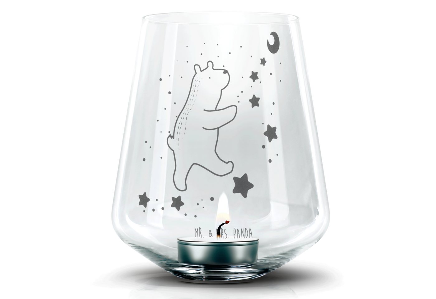 Mr. & Mrs. Panda Windlicht Bär Träume - Transparent - Geschenk, Teelichtglas, Träumen, Teelicht (1 St), Elegante Ausstrahlung von Mr. & Mrs. Panda