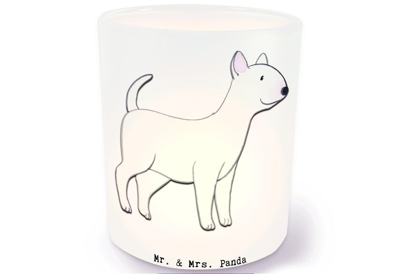 Mr. & Mrs. Panda Windlicht Bullterrier Lebensretter - Transparent - Geschenk, Schenken, Teelicht (1 St), Stimmungsvolle Beleuchtung von Mr. & Mrs. Panda