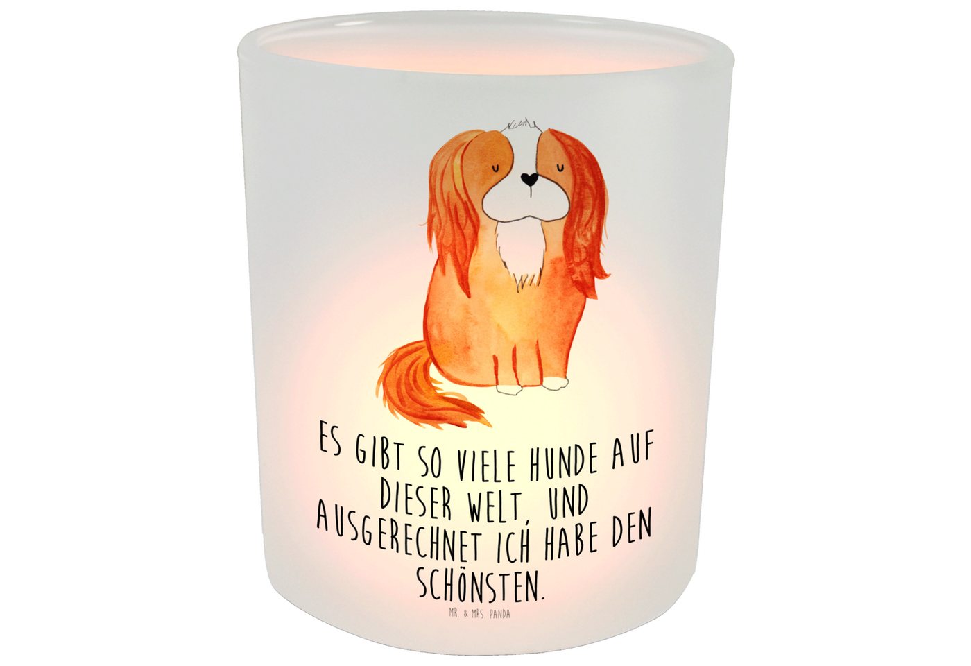 Mr. & Mrs. Panda Windlicht Hund Cavalier King Charles Spaniel - Transparent - Geschenk, Teelicht (1 St), Hochwertiges Material von Mr. & Mrs. Panda