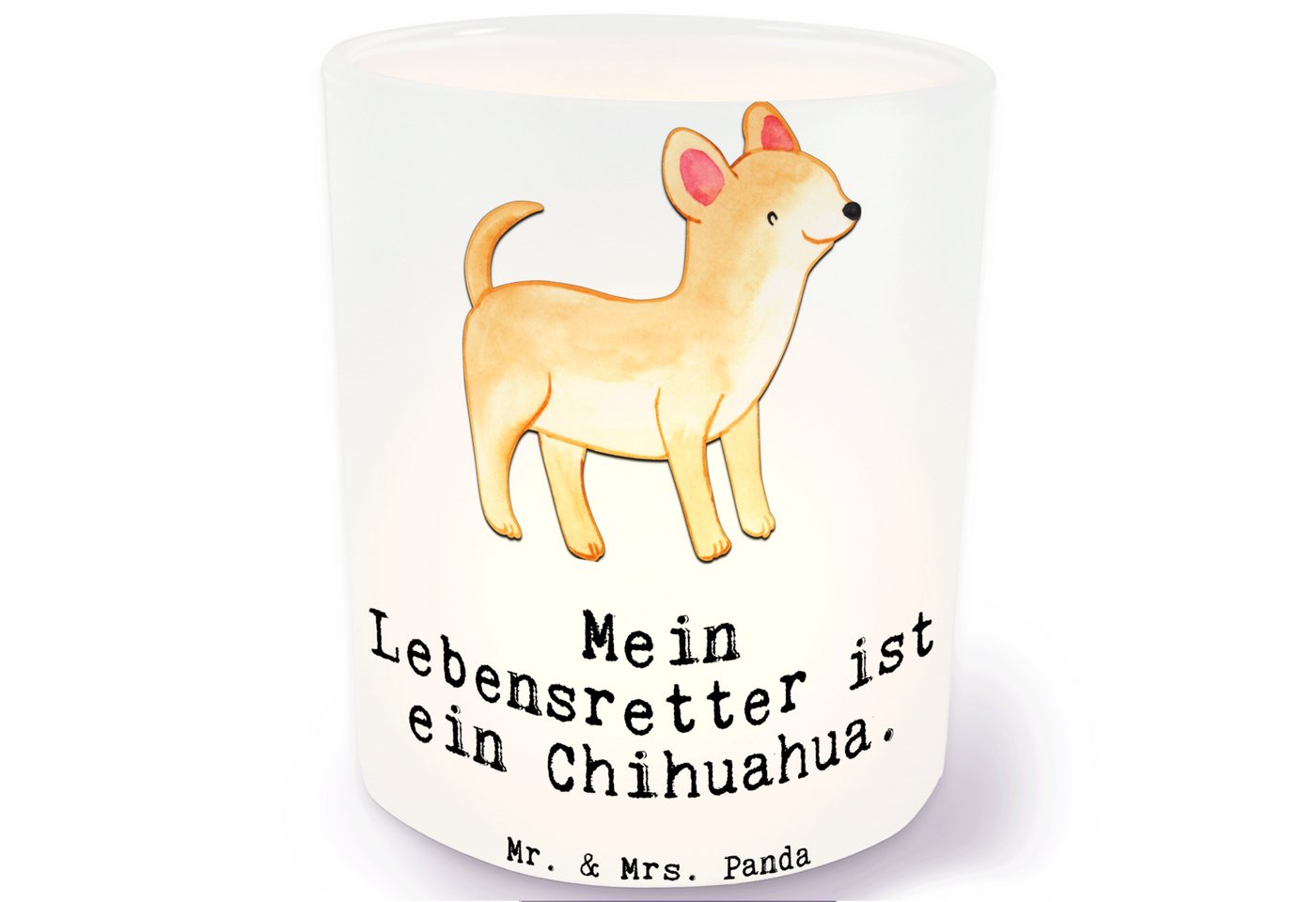 Mr. & Mrs. Panda Windlicht Chihuahua Lebensretter - Transparent - Geschenk, Teelichter, Teelicht (1 St), Liebevolles Design von Mr. & Mrs. Panda