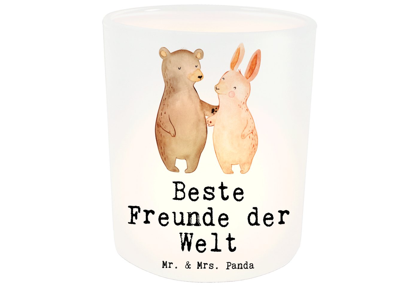 Mr. & Mrs. Panda Windlicht Hase Beste Freunde der Welt - Transparent - Geschenk, Bedanken, Kumpe (1 St) von Mr. & Mrs. Panda