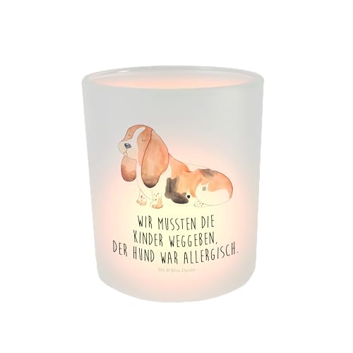 Mr. & Mrs. Panda Windlicht Hund Basset Hound - Geschenk, Teelichthalter, Kerzenglas, Hundeliebe, Windlicht Kerze, Windlicht Glas, Kerzenlicht, von Mr. & Mrs. Panda