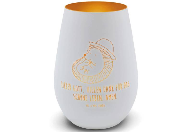 Mr. & Mrs. Panda Windlicht Igel Beten, Windlicht, Weiß, Leben, Teelichthalter, Gott, Windlicht G (Packung, 1 St) von Mr. & Mrs. Panda