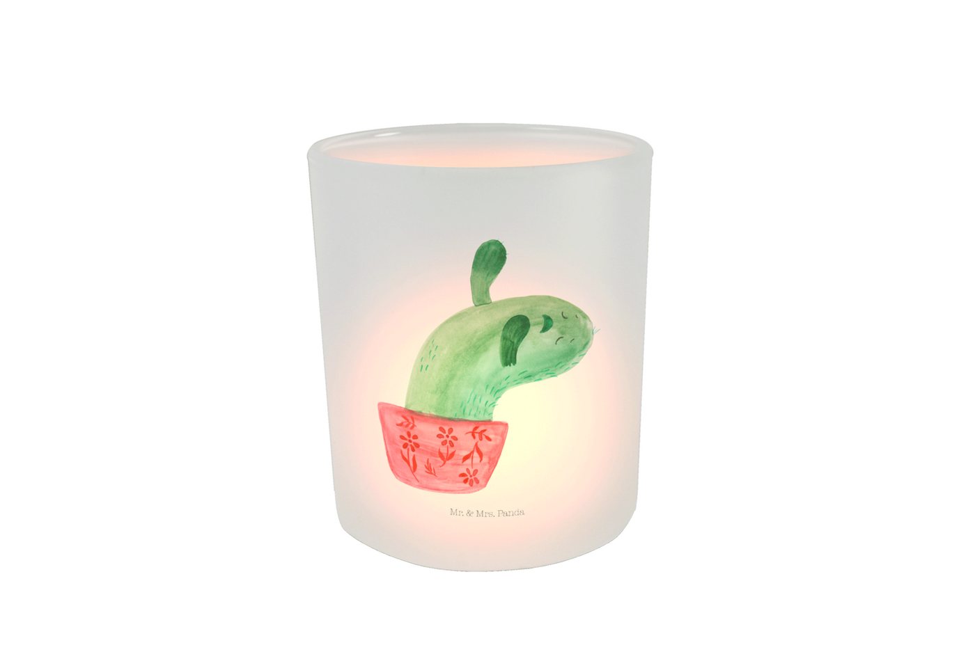 Mr. & Mrs. Panda Windlicht Kaktus Mama - Transparent - Geschenk, Motivation, Kerzenglas, Windlic (1 St), Stimmungsvolle Beleuchtung von Mr. & Mrs. Panda