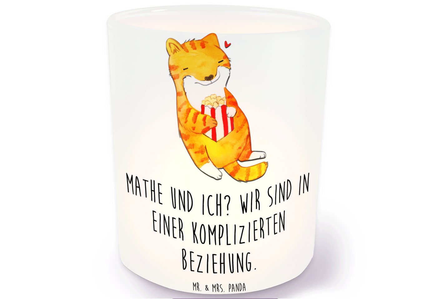 Mr. & Mrs. Panda Windlicht Katze Dyskalkulie - Transparent - Geschenk, Windlicht Kerze, Teelicht (1 St), Stimmungsvolle Beleuchtung von Mr. & Mrs. Panda