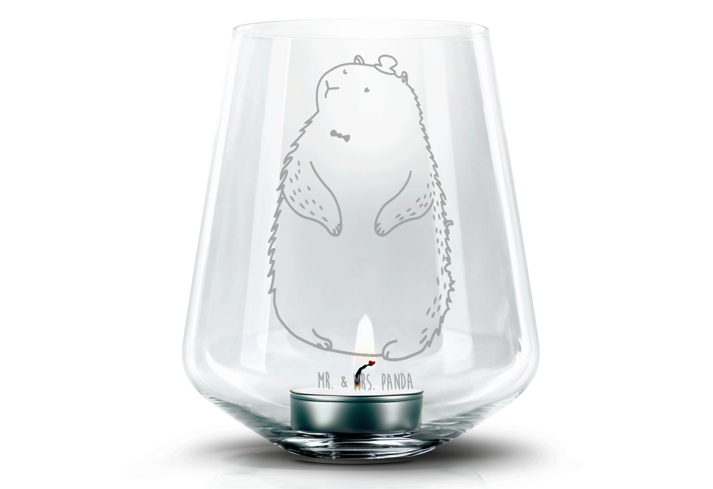 Mr. & Mrs. Panda Windlicht Murmeltier - Transparent - Geschenk, Windlicht Kerze, Teelichter, Gut (1 St), Handarbeit mit Liebe von Mr. & Mrs. Panda