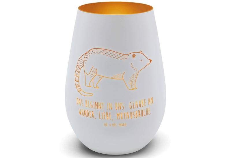 Mr. & Mrs. Panda Windlicht Nasenbär, Windlicht Glas, Weiß, Nasenbären, Teelichthalter Glas, Bär, (Packung, 1 St) von Mr. & Mrs. Panda