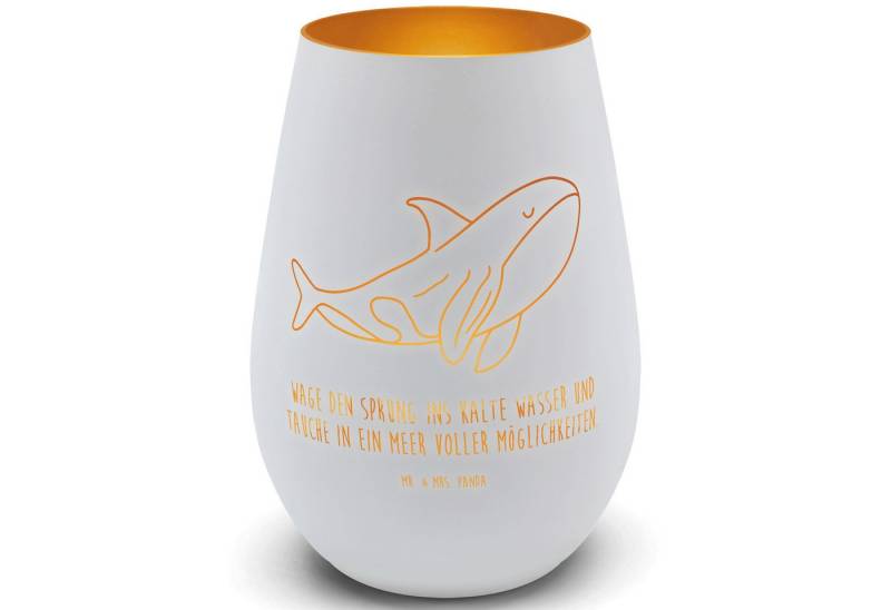 Mr. & Mrs. Panda Windlicht Orca, Teelichthalter Glas, Weiß, Windlicht, Arbeit, Orca, Neustart, G (Packung, 1 St) von Mr. & Mrs. Panda