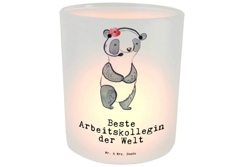 Mr. & Mrs. Panda Windlicht Panda Beste Arbeitskollegin der Welt - Transparent - Geschenk, Windli (Packung, 1 St., Windlicht Panda Beste Arbeitskollegin der Welt), Charmante Designs von Mr. & Mrs. Panda