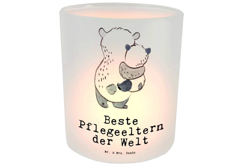 Mr. & Mrs. Panda Windlicht Panda Beste Pflegeeltern der Welt - Transparent - Geschenk, Windlicht (Packung, 1 St., Windlicht Panda Beste Pflegeeltern der Welt), Hirschmotiv von Mr. & Mrs. Panda