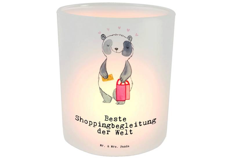 Mr. & Mrs. Panda Windlicht Panda Beste Shoppingbegleitung der Welt - Transparent - Geschenk, Win (Packung, 1 St., Windlicht Panda Beste Shoppingbegleitung der Welt), Hochwertige Verarbeitung von Mr. & Mrs. Panda