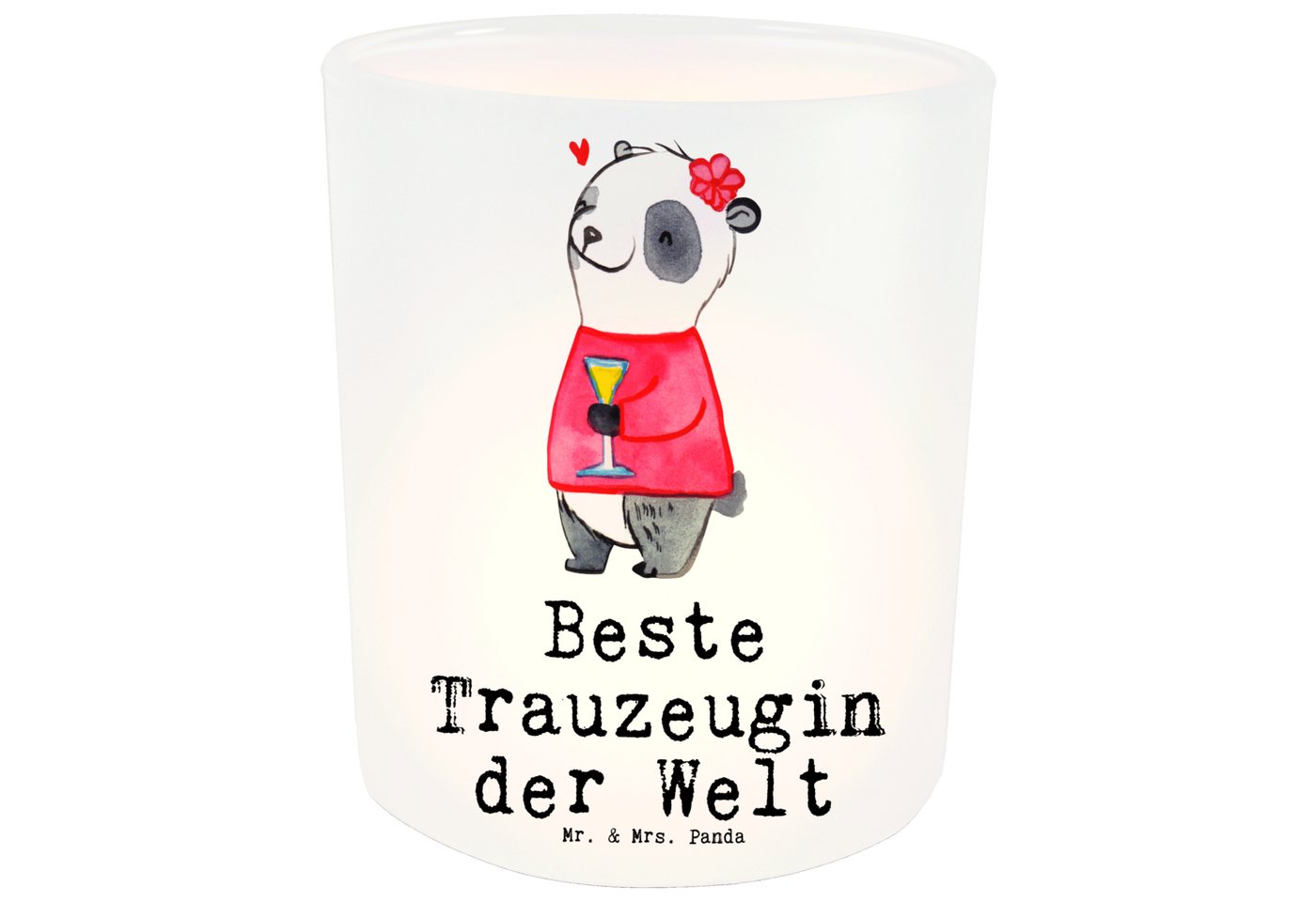 Mr. & Mrs. Panda Windlicht Panda Beste Trauzeugin der Welt - Transparent - Geschenk, Geschenkide (1 St) von Mr. & Mrs. Panda