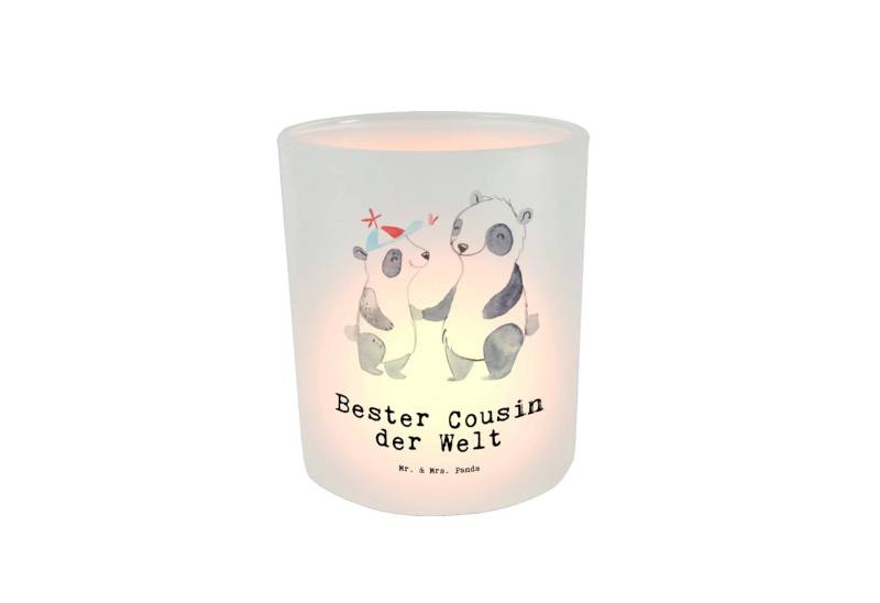 Mr. & Mrs. Panda Windlicht Panda Bester Cousin der Welt - Transparent - Geschenk, Windlicht Outd (Packung, 1 St., Windlicht Panda Bester Cousin der Welt), Edles Design von Mr. & Mrs. Panda