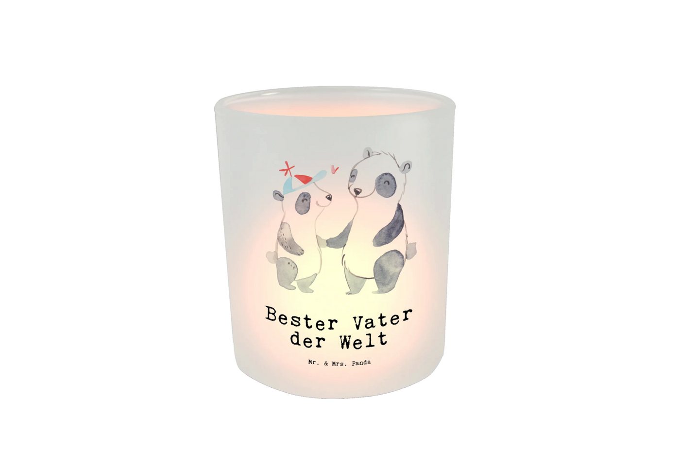 Mr. & Mrs. Panda Windlicht Panda Bester Vater der Welt - Transparent - Geschenk, Geschenkidee, W (Packung, 1 St., Windlicht Panda Bester Vater der Welt), Hirschmotiv von Mr. & Mrs. Panda