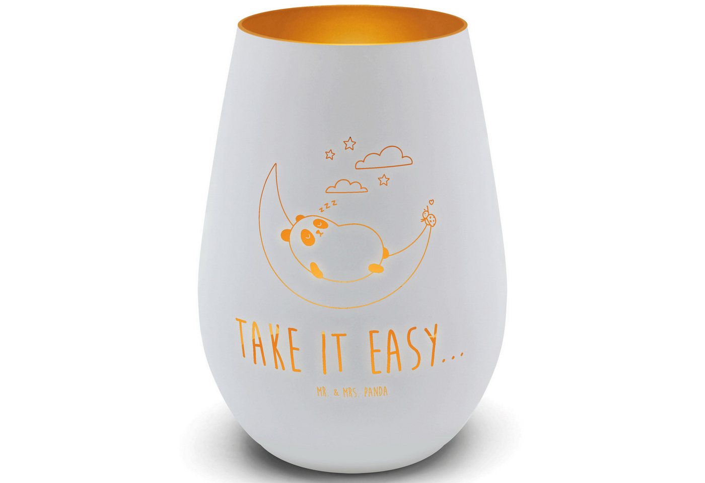 Mr. & Mrs. Panda Windlicht Panda Easy, Windlicht, Weiß, Teelichthalter Glas, Windlicht, Windlich (Packung, 1 St) von Mr. & Mrs. Panda