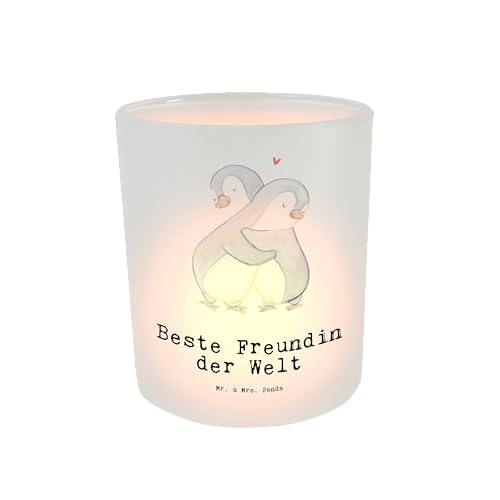 Mr. & Mrs. Panda Windlicht Freundin - Geschenk, Kerzenlicht, Freundschaft. Liebste, Teelichtglas, Dankeschön, Windlicht Kerze, Jahrestag, bae, von Mr. & Mrs. Panda