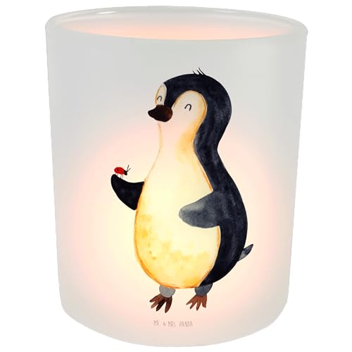 Mr. & Mrs. Panda Windlicht Pinguin Marienkäfer - Geschenk, aufmerksam, kleine Wunder, Kerzenlicht, Teelichter, Wunder, Windlicht Glas, Kerzenglas, von Mr. & Mrs. Panda