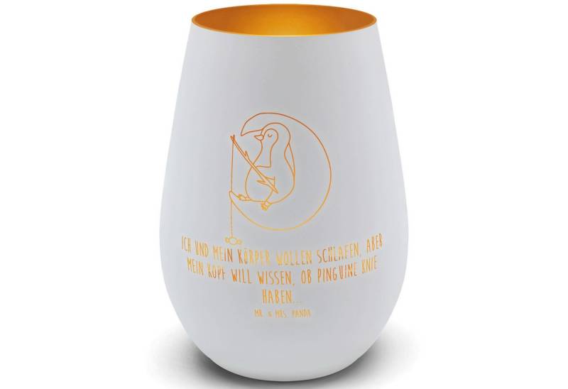 Mr. & Mrs. Panda Windlicht Pinguin Mond, Teelichthalter, Weiß, Schlafzimmer, Pinguine, Windlicht (Packung, 1 St) von Mr. & Mrs. Panda