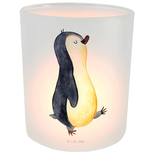 Mr. & Mrs. Panda Windlicht Pinguin marschieren - Geschenk, stolz, spazieren, Windlicht Glas, Windlicht Kerze, Schwester, Kerzenglas, Bruder, Familie, von Mr. & Mrs. Panda