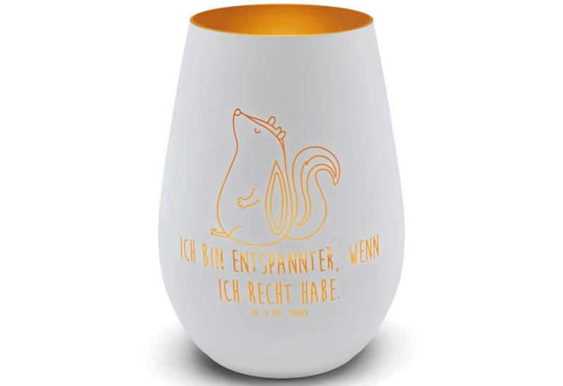 Mr. & Mrs. Panda Windlicht Stinktier Sitzen, Teelichthalter, Weiß, Raubtier, Windlicht, Windlich (Packung, 1 St) von Mr. & Mrs. Panda