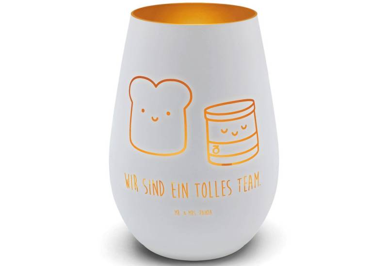 Mr. & Mrs. Panda Windlicht Toast Marmelade, Teelichthalter Glas, Weiß, Lustige Sprüche, Marmelad (Packung, 1 St) von Mr. & Mrs. Panda