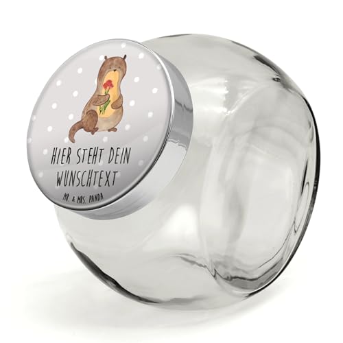 Mr. & Mrs. Panda Personalisiertes Bonbonglas Otter Blumenstrauß XL 2000ml - Personalisierte Geschenke, Otter Seeotter See Otter, süß, Bonboniere Mit von Mr. & Mrs. Panda