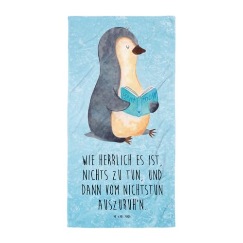 Mr. & Mrs. Panda XL Badehandtuch Pinguin Buch - Geschenk, Badetuch, Strandtuch, Saunatuch, Duschtuch, Pinguine, Bücherwurm von Mr. & Mrs. Panda