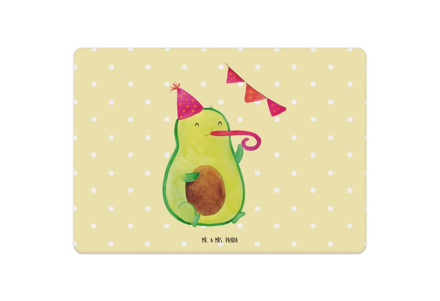 Platzset, Avocado Geburtstag - Gelb Pastell - Geschenk, Platzset, Feier, Frucht, Mr. & Mrs. Panda, (1-St), Lebensmittelecht, BPA-frei von Mr. & Mrs. Panda