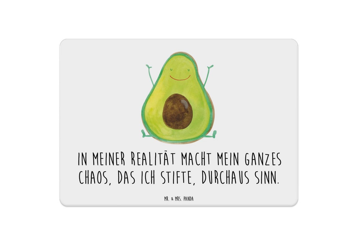 Platzset, Avocado Glücklich - Weiß - Geschenk, Platzset, Veggie, Chaos, Vegan, Mr. & Mrs. Panda, (1-St), Attraktive Designs von Mr. & Mrs. Panda