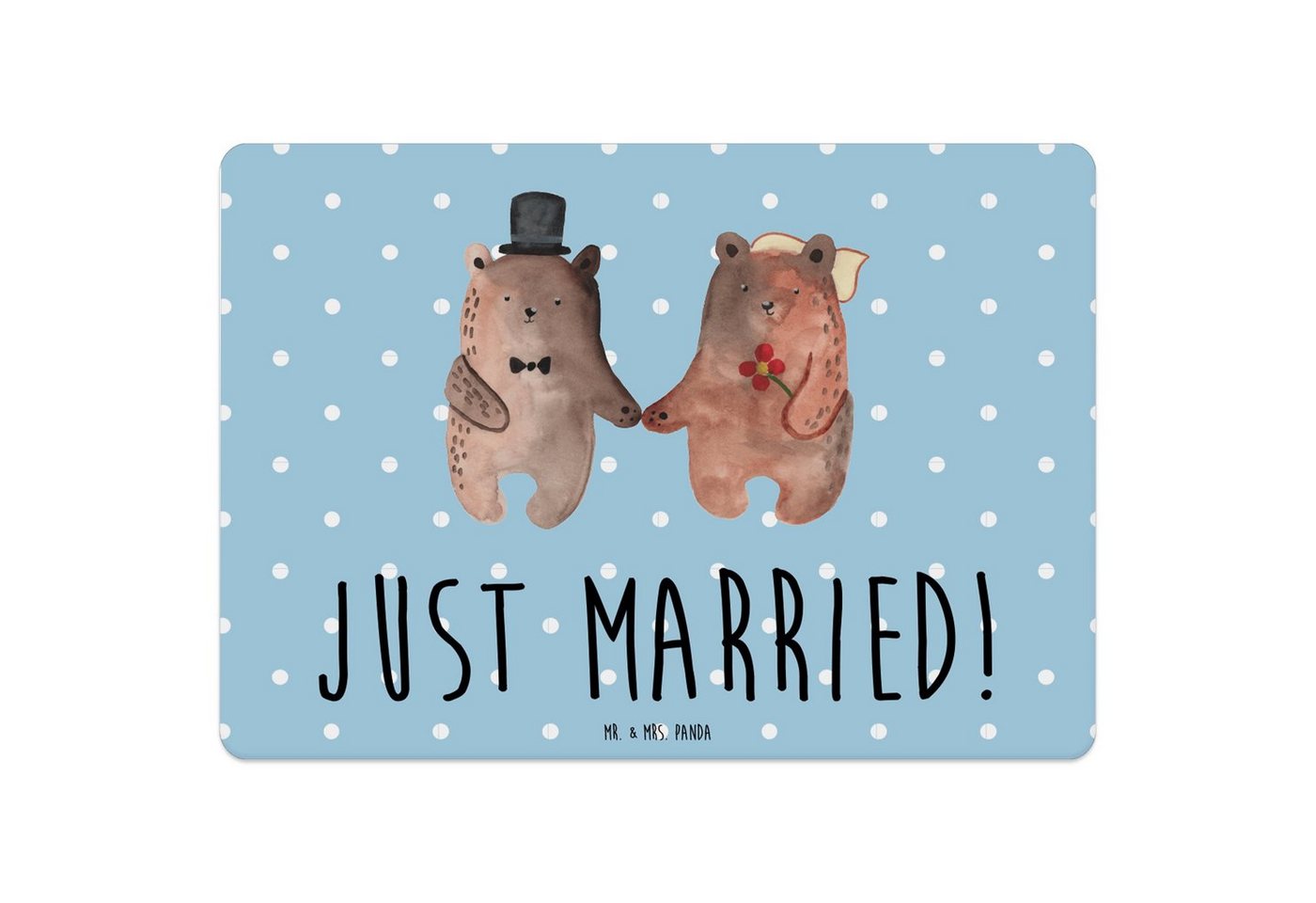 Platzset, Bär Heirat - Blau Pastell - Geschenk, Bär Verheiratet Heirate Heirat, Mr. & Mrs. Panda, (1-St), Designs mit Liebe von Mr. & Mrs. Panda