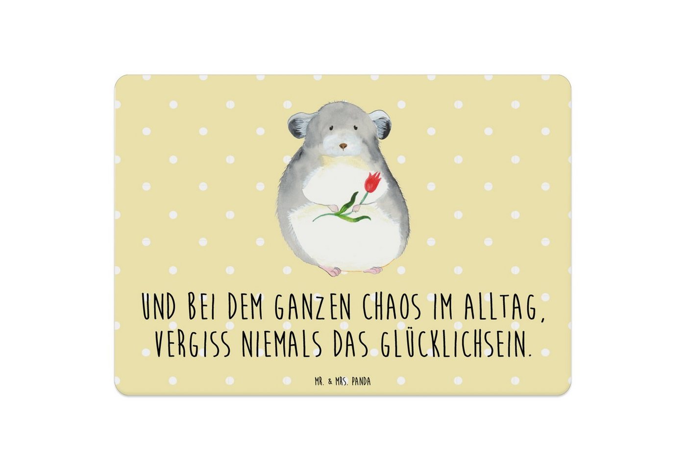 Platzset, Chinchilla Blume - Gelb Pastell - Geschenk, Tiere, Büroalltag, Tiermo, Mr. & Mrs. Panda, (1-St), Rutschfest von Mr. & Mrs. Panda