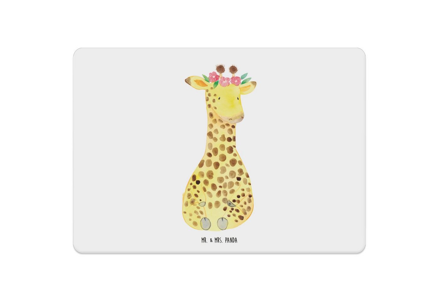 Platzset, Giraffe Blumenkranz - Weiß - Geschenk, Selbstliebe, Tischuntersetzer, Mr. & Mrs. Panda, (1-St), Funktionales Design von Mr. & Mrs. Panda