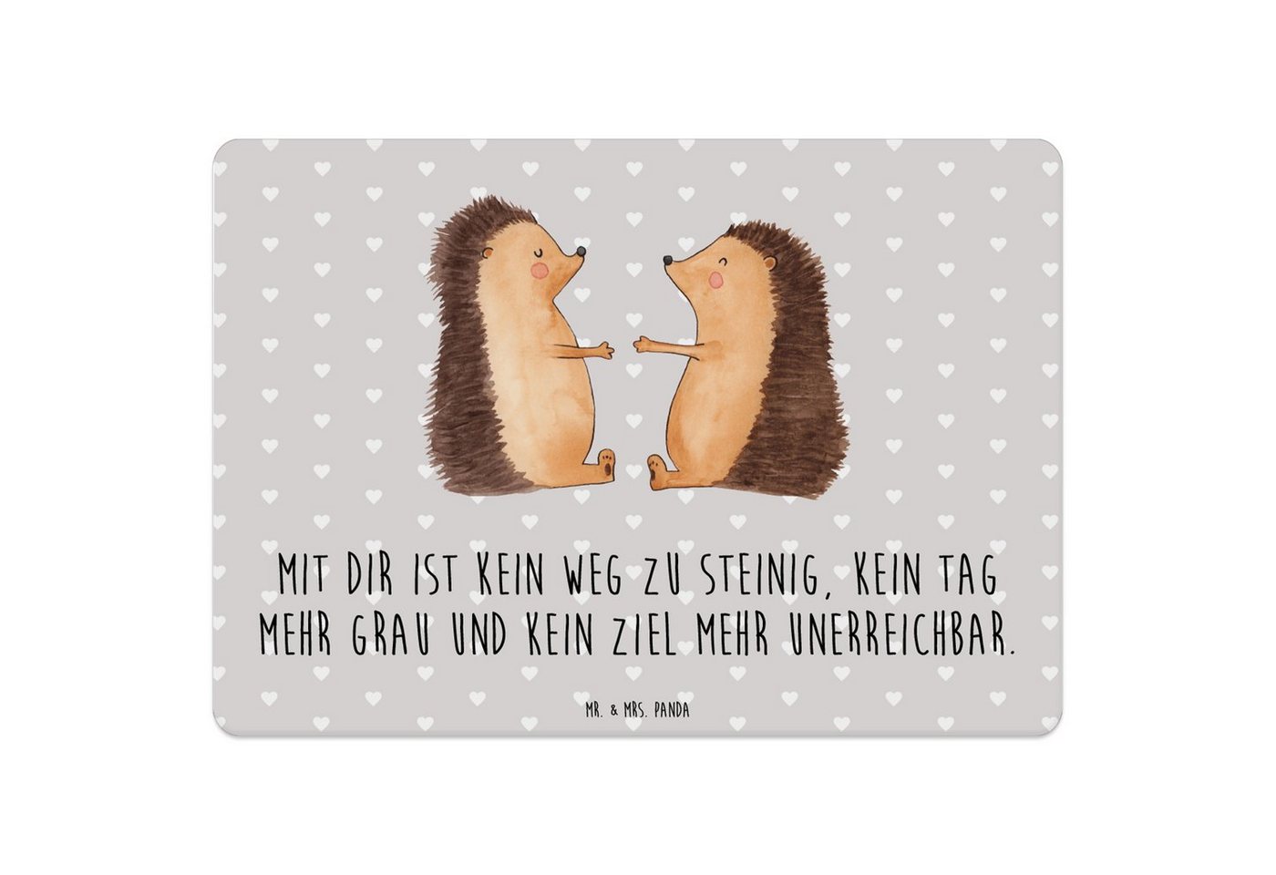 Platzset, Igel Liebe - Grau Pastell - Geschenk, Tischuntersetzer, Hocheitstag, Mr. & Mrs. Panda, (1-St), Designs mit Liebe von Mr. & Mrs. Panda