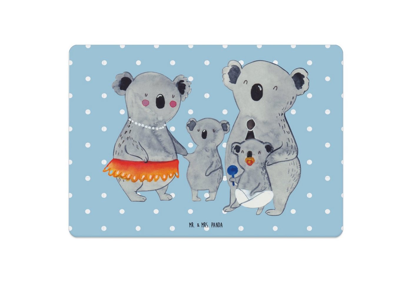 Platzset, Koala Familie - Blau Pastell - Geschenk, Papa, Tischuntersetzer, Fami, Mr. & Mrs. Panda, (1-St), Attraktive Designs von Mr. & Mrs. Panda